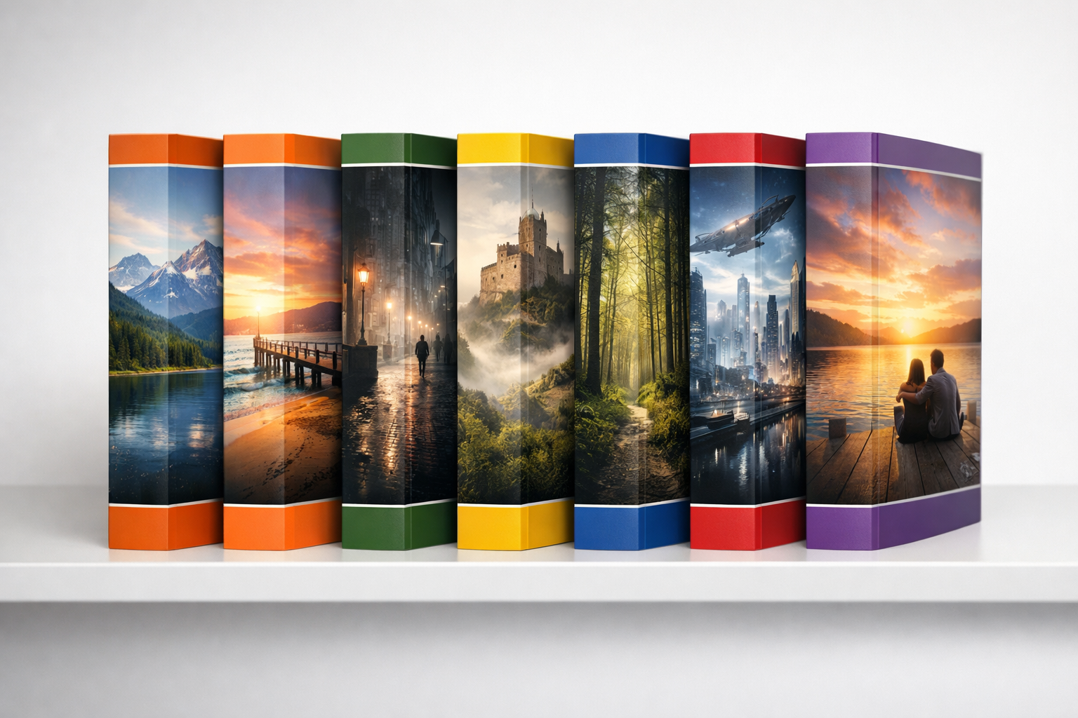 Three paperback covers in a series showing a consistent title type, series logo on the spine, and colour-accented variations.