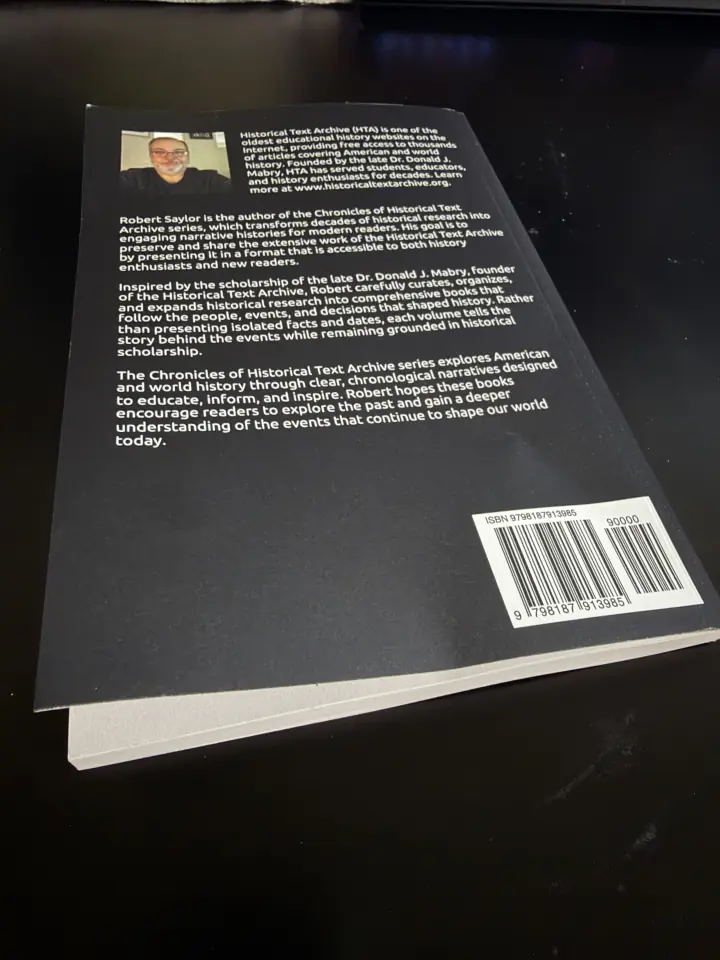 Printed paperback copy of United States Civil War showing the finished back cover and barcode