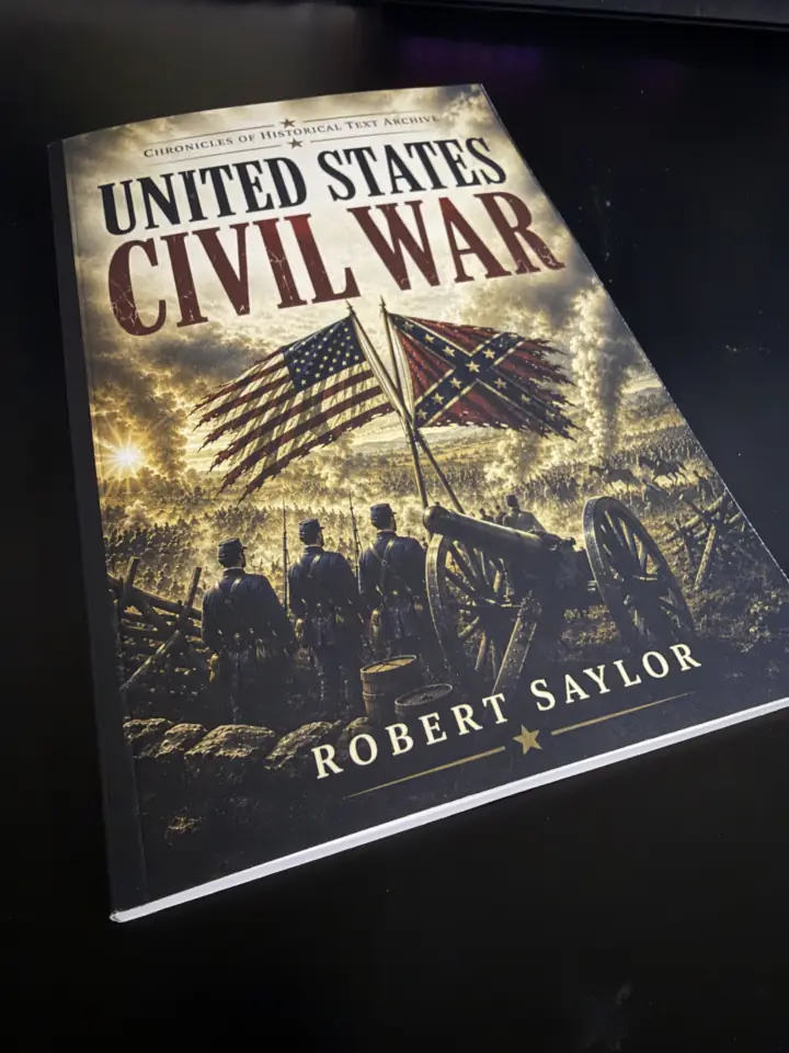Printed paperback copy of United States Civil War by Robert Saylor showing the finished front cover